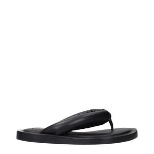 Jil Sander Black Leather Flip-Flop Women's Sandals
